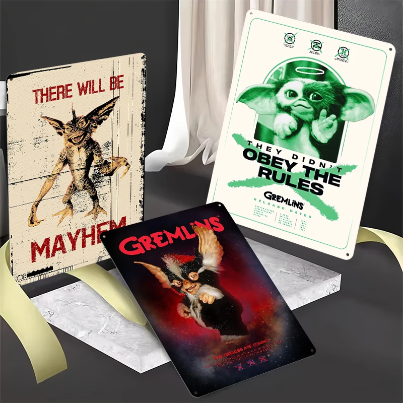 Gremlins Printed Posters Customizable Wall Art Vintage Retro Metal Tin Sign for Man Cave Office Decor Bedroom Decoration Gaming
