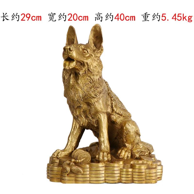 Figurine, , Home Decor Ornament, Bronze Money Wolf Dog