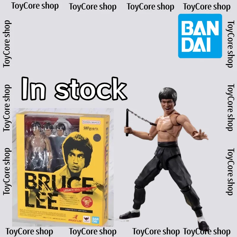 En Stock, Figura Articulada Bandai SHF de Bruce Lee, Edición Legendaria del 50 Aniversario, con Base, Regalos Coleccionables