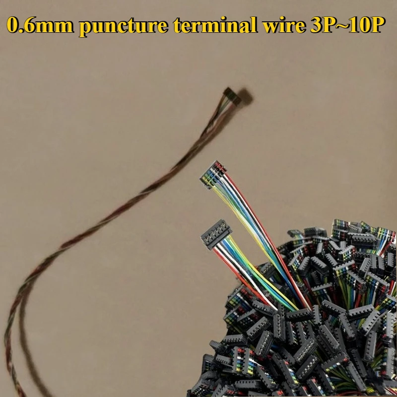 

5/10/30/50Pcs/lot 0.6mm pitch puncture terminal cable connection wire single head 3P/4P/5P/6P/7P/8P/10P wire length 15cm