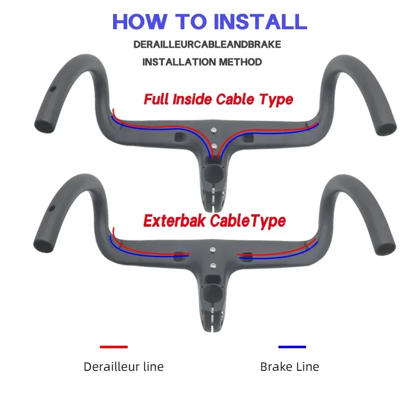 

Road Bike Carbon Fiber Internal Cable Integrated Bicycle Handlebar Cockpit 360/380/400/420/440mm With 28.6mm Stem Mount Spacer