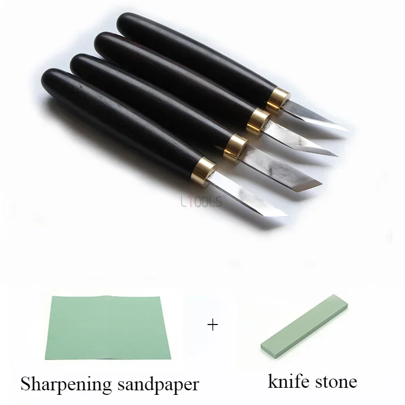 Whittling Wood Carving Knife Hand Tool Set Sharp Blade Tip Redwood Handle Wood Carving Wood Chisel Professional Woodworking Tool