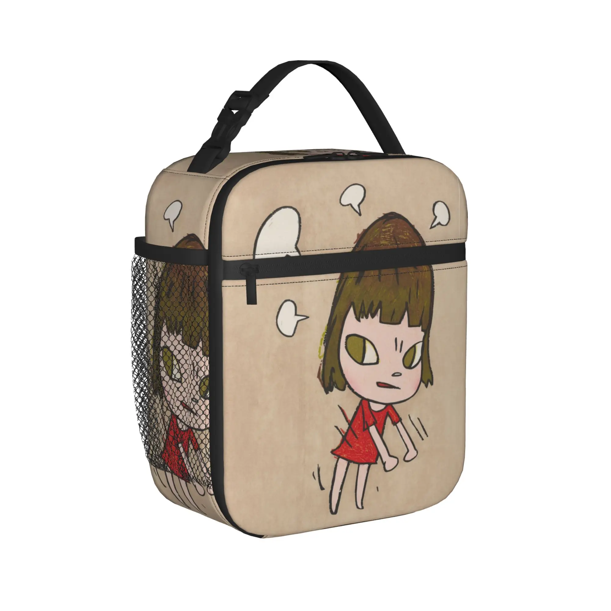 Yoshitomos Nara Pissed Off Insulated Lunch Bags High Capacity Cartoon Art Reusable Thermal Bag Tote Lunch Box Work  Picnic