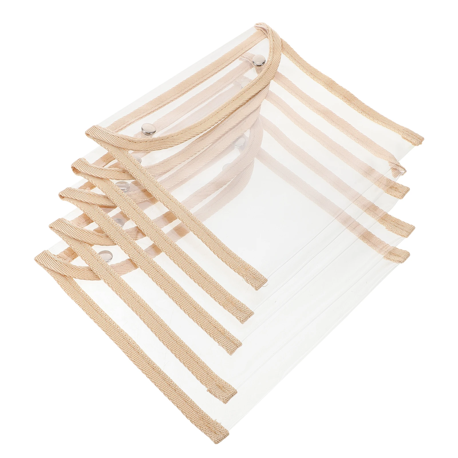 

5pcs Clear Pvc Stationery Bag Large Capacity Transparent Pencil Pouch Snap Closure Toiletry Organizer School Supplies Storage