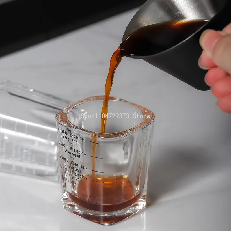 60 مللي كوب قياس الإسبريسو زجاج سميك مقاوم للحرارة مع مقياس استخراج كوب مقهى أداة أجزاء ماكينة القهوة