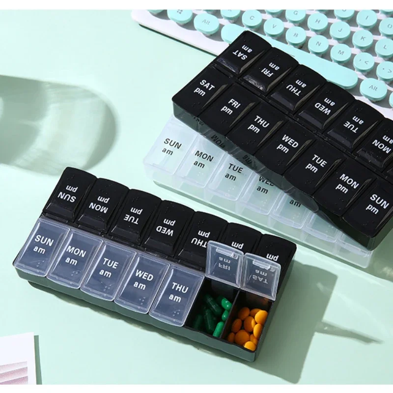 

14 Grids Pills Container Storage Tablets Vitamins Medicine Fish Oils New Weekly Portable Travel Pill Cases Box 7 Days Organizer