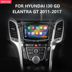 CHSTEK-Rádio Multimédia Automóvel, Android 13, GPS, leitor de vídeo DSP, Media Carplay, Auto WiFi, 4G para Hyundai i30, Elantra GT 2011-2017