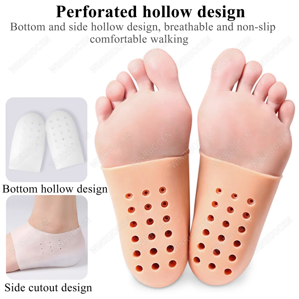 للجنسين 2/3/4 سنتيمتر ارتفاع غير مرئي النعال سيليكون كعب الجوارب هلام منصات قوس دعم التهاب اللفافة الأخمصية الإغاثة العناية بالقدم WINEUOCEN #4