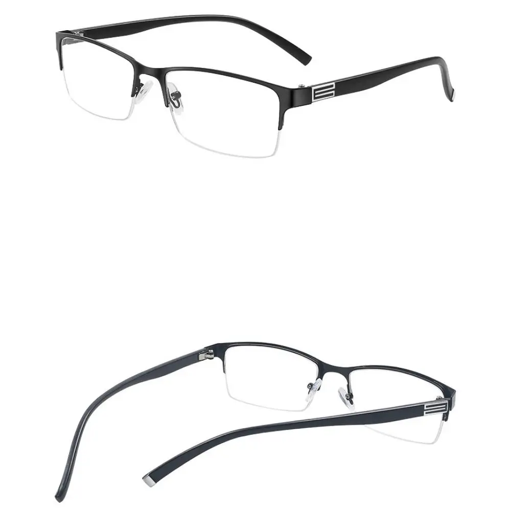 Vintage Metal PC Reading Glasses Black Grey Square Half Frame Ultra Light Frame Vision Care Men