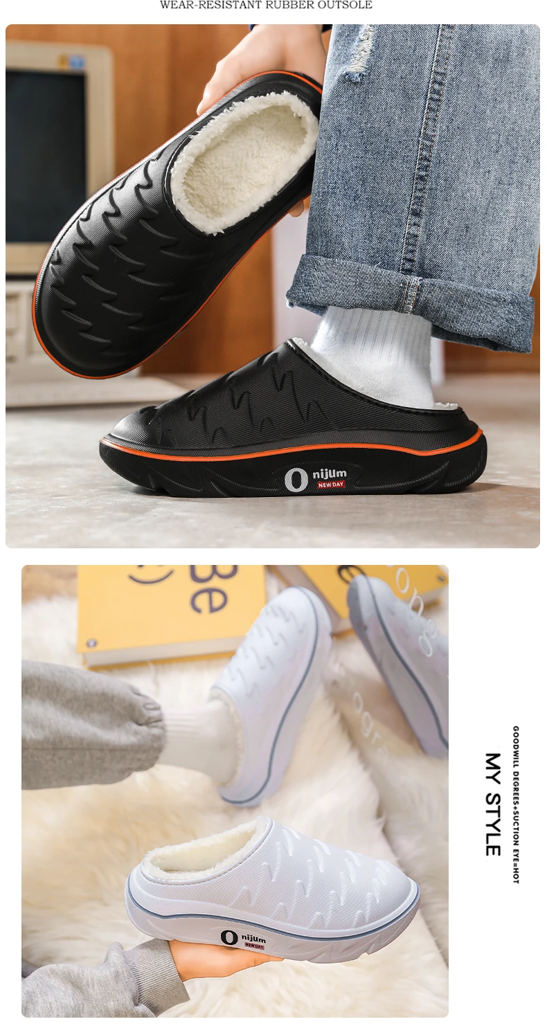 Herren- und Damen-Baumwollhausschuhe für Herbst und Winter, Geeignet für Innen- und Außenbereich, mit Zusatzfleece, Verdickt für W – Detail 10