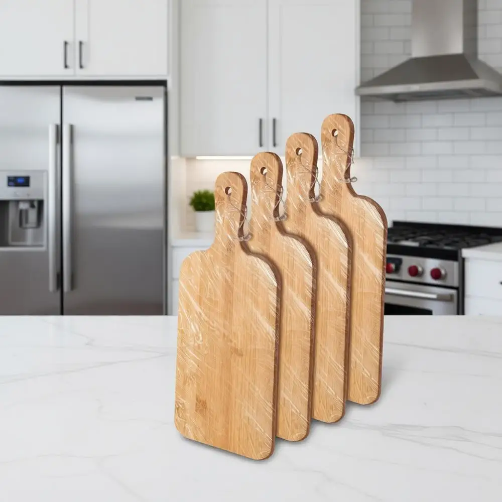 

15 x 7 Inch Bamboo Cutting Boards Set, 12 Pack with Handles, Ideal for Kitchen Use, Serving, Chopping, and More