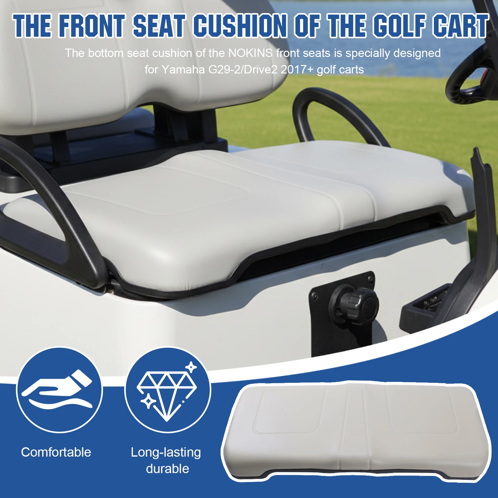 

Для гольф-каров Yamaha G29-2/Drive2 2017+ — Комплект для замены передних сидений: удобные чехлы и сменные подушки для сидений.