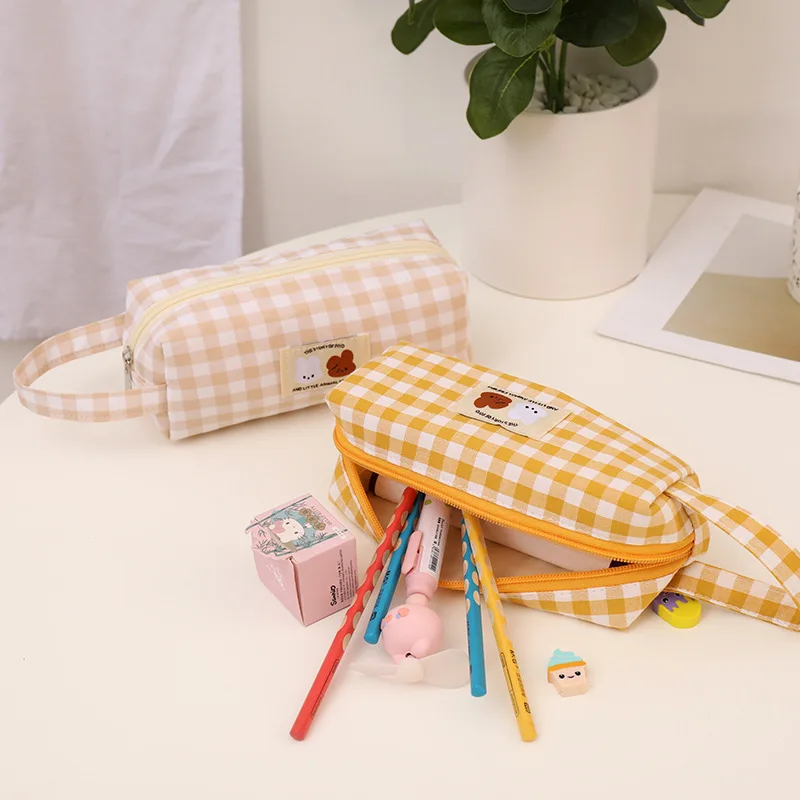 Tablica kredowa z haftem przenośna torba na artykuły papiernicze o dużej pojemności długopisy Kawaii kobiety dziewczęta kosmetyczki przybory szkolne