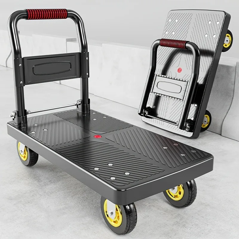 Zusammenklappbarer Handwagen, Plattformwagen, 660 Pfund, robuster Dolly-Wagen mit Rädern, vollständig gefalteter Schubwagen, tragbarer Trolley-Nutzwagen
