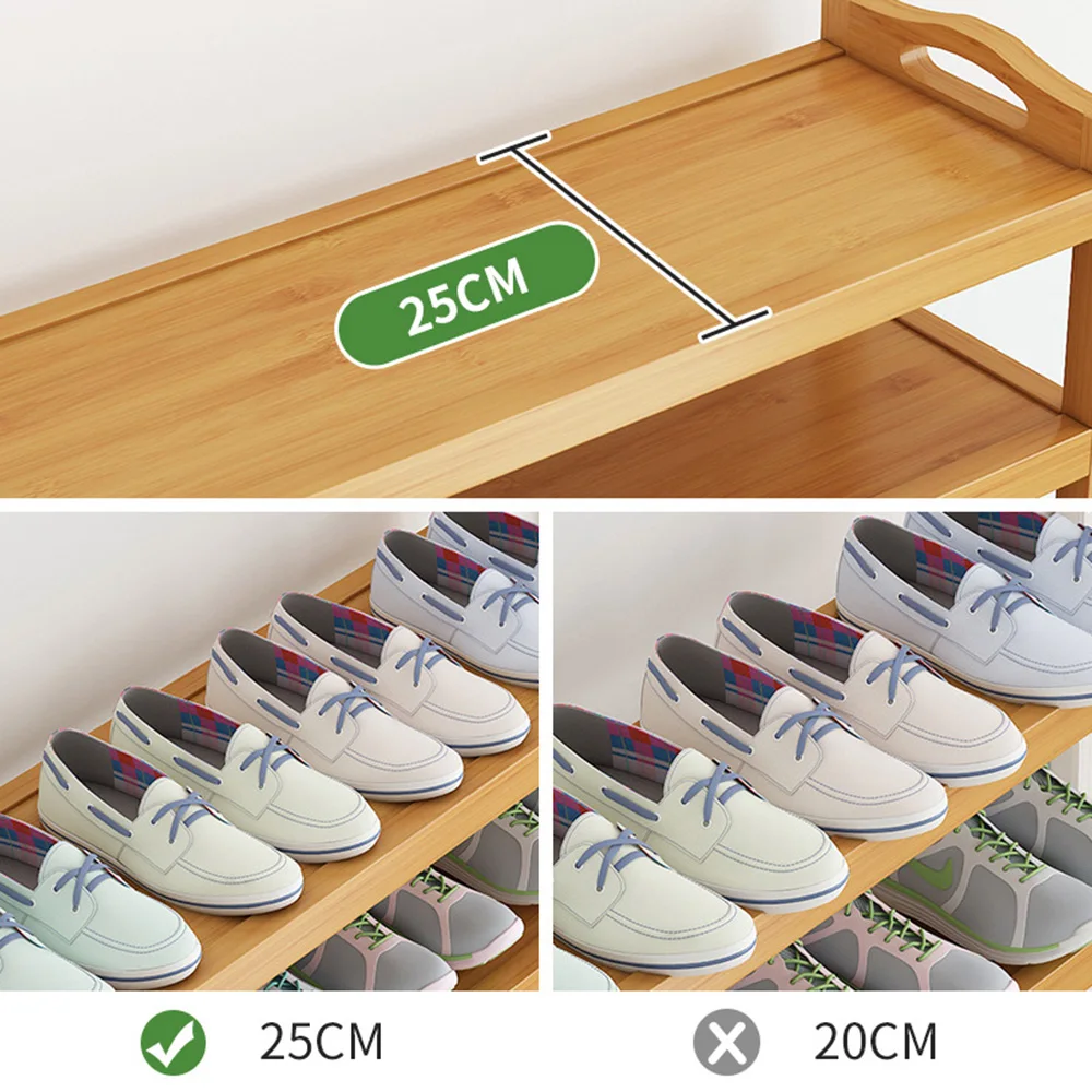 Lychee Life Household Multi-Layer Wooden Shoe Rack Shoe Rack Simple Bedroom Cabinet Door Shoe Rack Furniture Rack Cabinet Storag