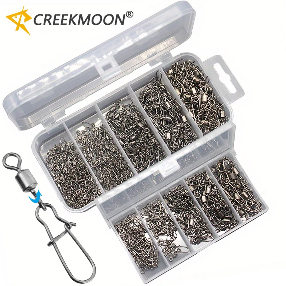 95/210 PCS Set Fishing Connector Gear Kit 2-10# Stainless Steel Pin Bearing Rolling Swivel Snap For Lure Hook Tackle Accessories