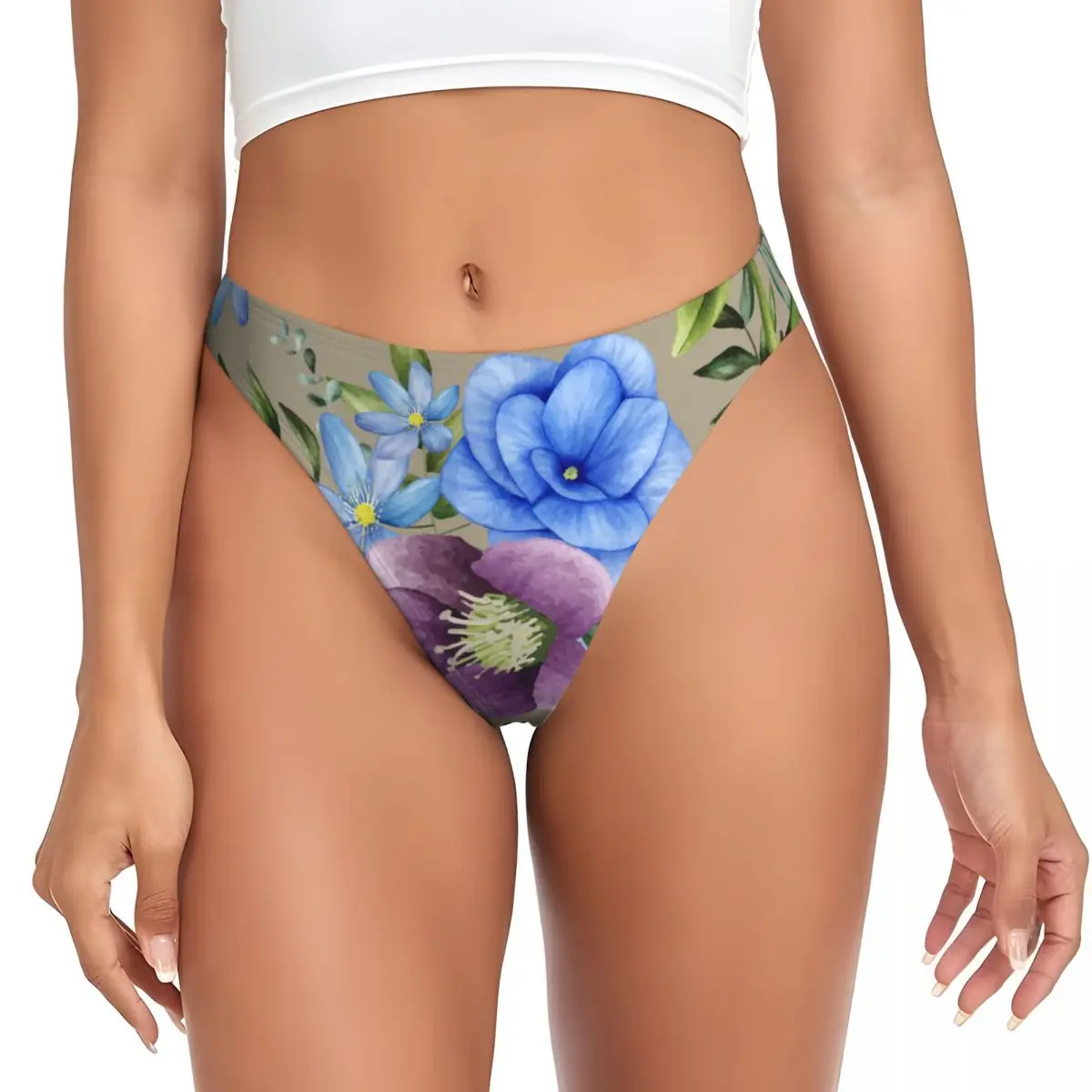 Custom Women's Flower G-string Personalised Thongs Breathable Panties Underwear