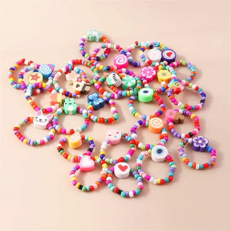Aihua Koreanische Bunte Blume Ring Sets Böhmen Handgemachte Multi Perlen Reis Perlen Finger Ring Für Frauen Strand Schmuck Geschenke – Detail 25
