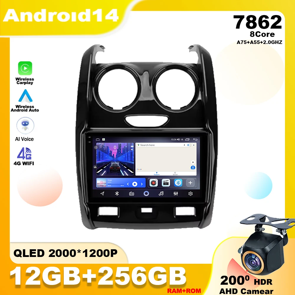 

Android 14 For Renault Duster 2015 - 2020 For LADA Largus 2021 Car Radio Multimedia Player Stereo Navigation GPS Carplay Screen