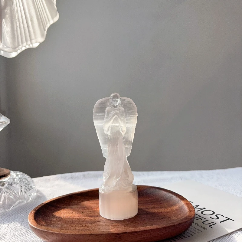 Natural Crystal Angel Ornament Decorative Muse Prayer Degaussing