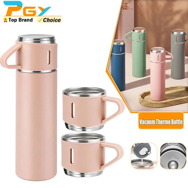 

500ml/16.9oz Insulated Vacuum Thermo Bottle with Cup Stainless Steel Coffee Bottles for Hot Drink and Cold Drink Water Flask