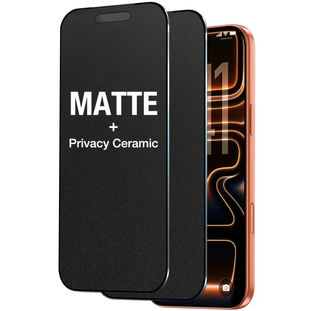 NNBILI 2er-Pack Blickschutz Mattierte Keramik-Displayschutzfolien für iPhone 18 17 16 15 14 13 12 11 Pro Max 17e Vollständige Abdeckung