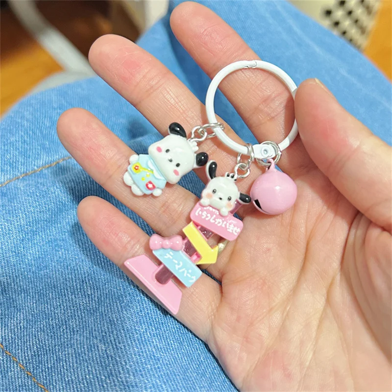 New Sanrio Amusement Park Pochacco Keychain Anime Ferris Wheel Signage Pochacco Children Toys Pendant Keyring Christmas Gifts