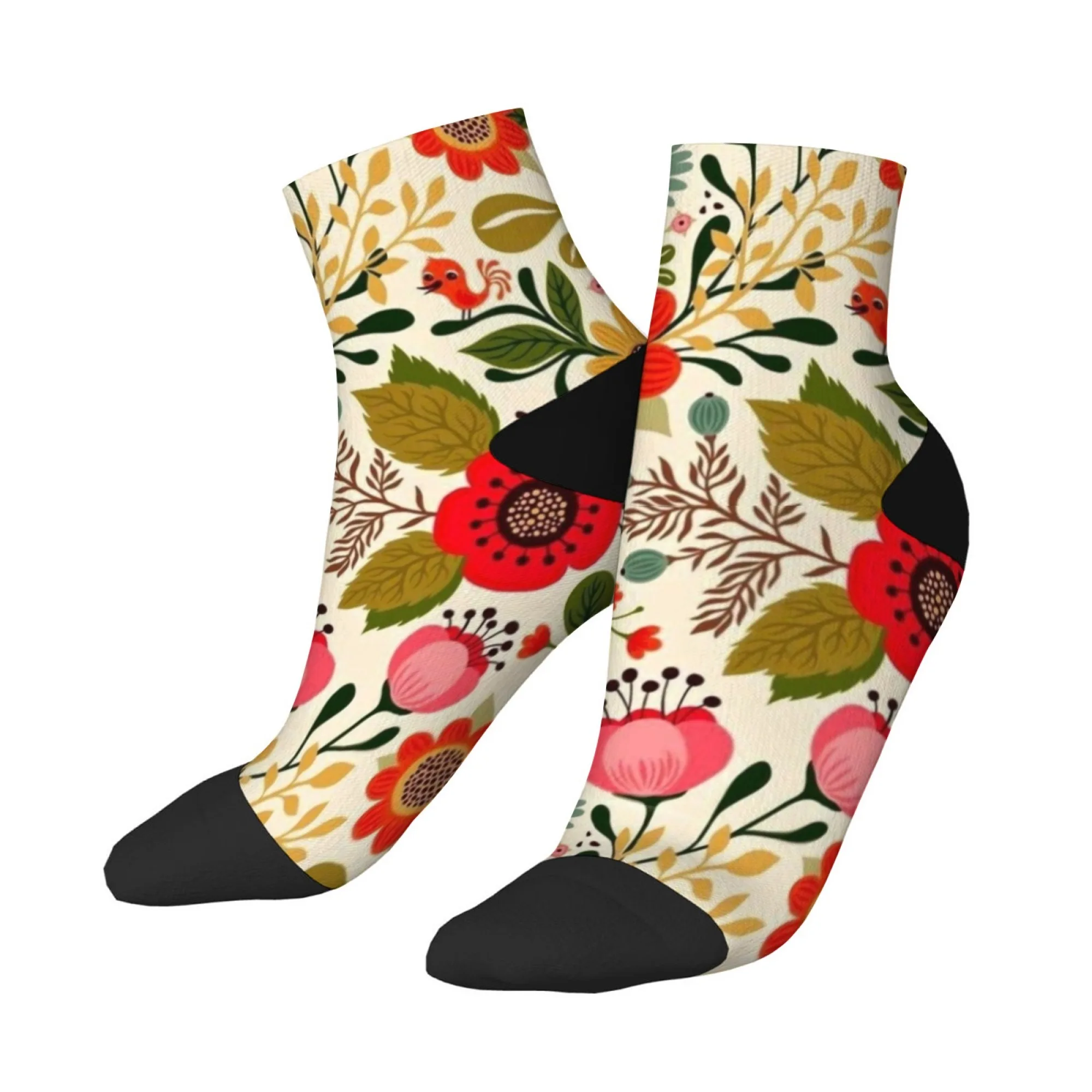 

Pastoral style flowers Short Socks Polyester Blend Comfortable Casual Socks for Women Men Unisex Soft Breathable Lightweight