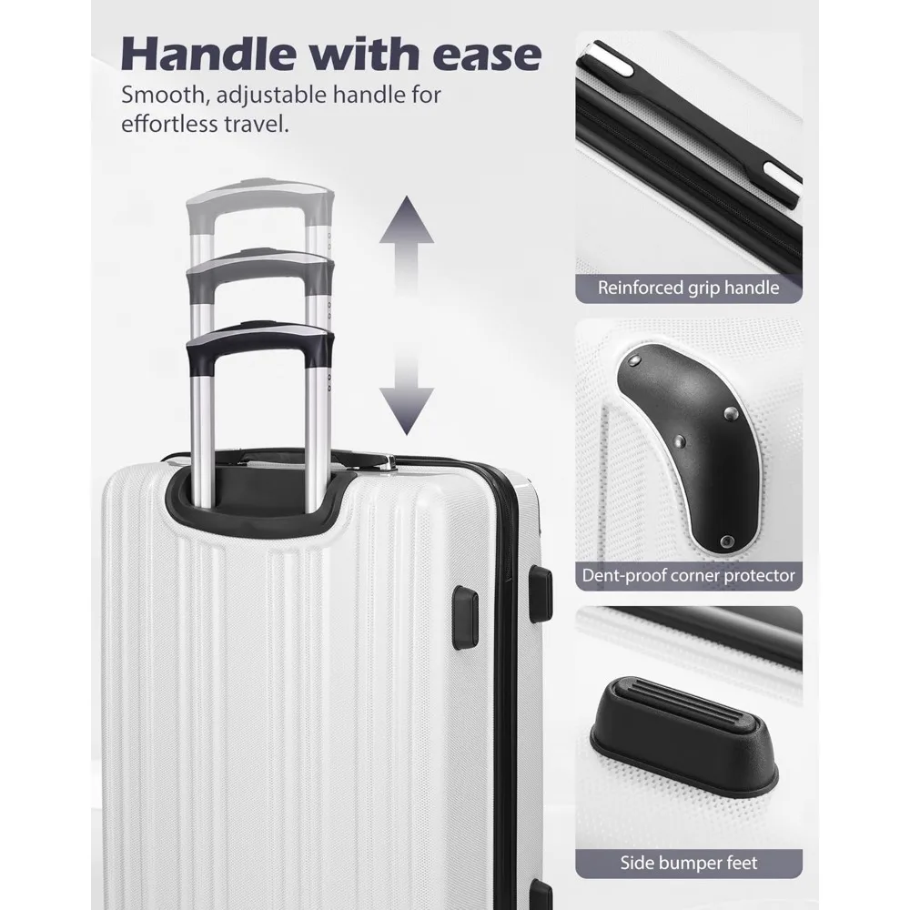 Expandable Suitcase PC+ABS Spinner 20in 24in 28in Carry-On Luggage in Orange, Medium Size 24in for Travel