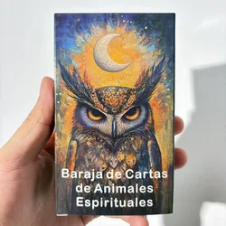 Spanish Oracle Deck, Spirit Animals Oracle Cards, Animals Message Deck, Tarot Deck with Keywords, 12x7cm Cards, 52-Cards