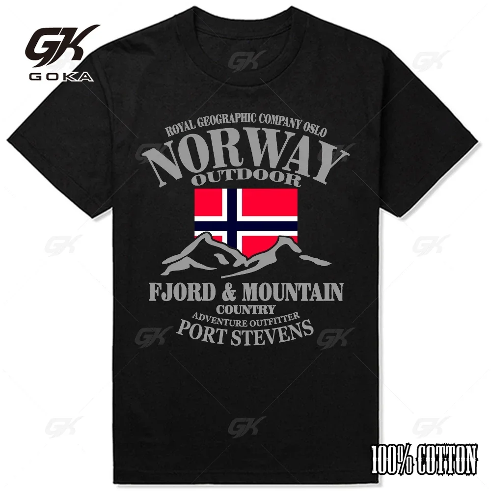 Summer Norway Flag Fjord Mountain Graphic T-Shirts Men clothing Streetwear Summer  Short Sleeve Casual Tops Tees