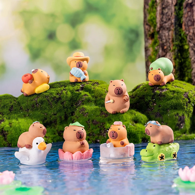 Capybara Simulation Animals Model Mini Kapibare Action Figures Figurine Home Decoration Kids Gift DIY Micro Landscape Ornament