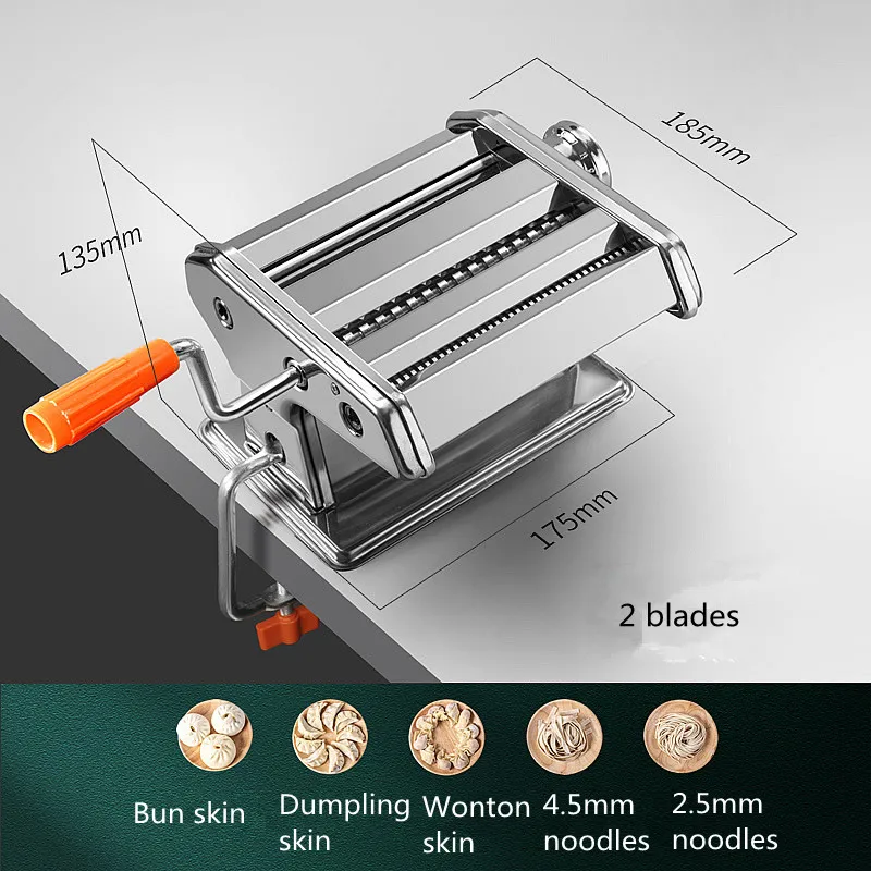 Stainless Steel Manual Cutting Adjustable Thickness Dough Fresh Noodle Pasta Maker Machine Kitchen Tools