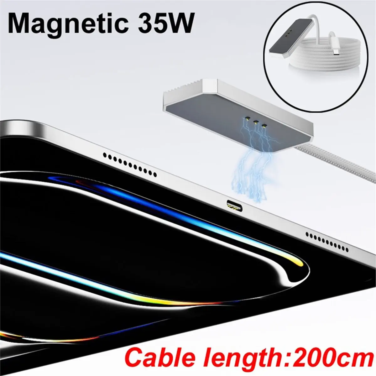 2M PD 35W USB TYPE-C Magnetic Wireless Charger Charging Fast Cable for Pro for Air M2/M3//M5 2018-2022