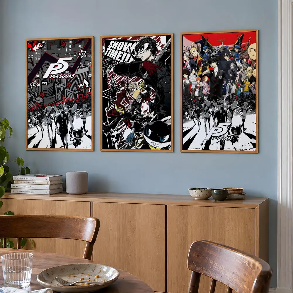 5 Game Persona 5 Joker Phantom Thieves Poster Wall Art Print HD Aesthetic Artwork Waterproof Printing For Fans Home Decor Gift