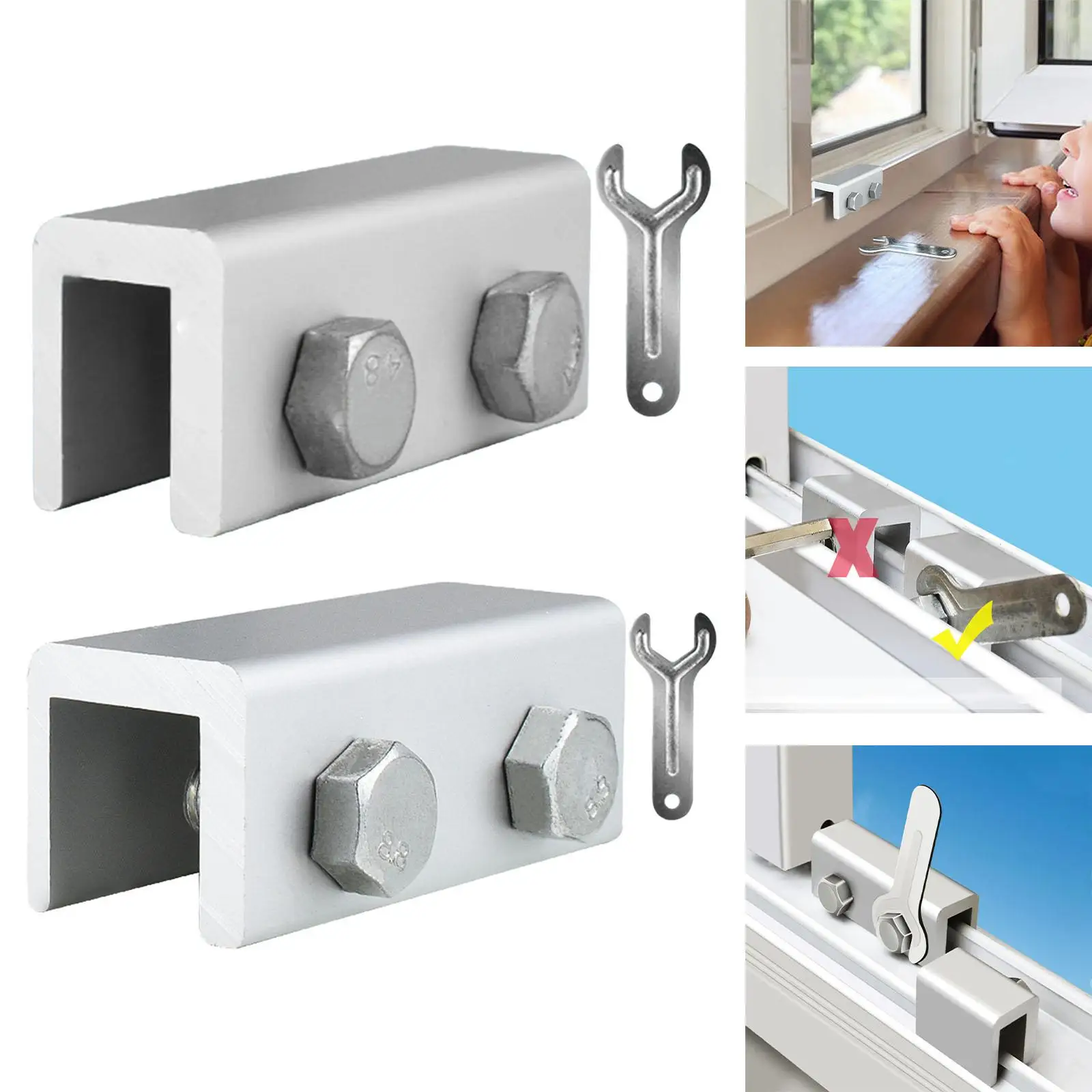 Sliding Door Lock Latch Childproof Kids Protection Hardware Sliding Window Locks Window Stoppers for Vertical Horizontal