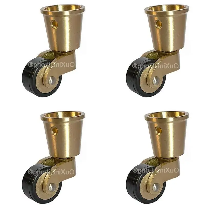 4PCS 1Inch Solid Brass + Rubber Swivel Caster Wheel Pivot Furniture Strong Table Cup Caster Protection Legs CL203