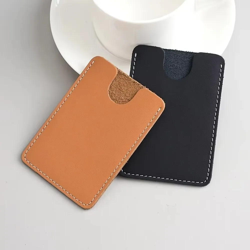 Fashion Cowhide Leather Card Holder Ultra-Thin Mini ID Card Holder Portable Slim Card Wallet Card