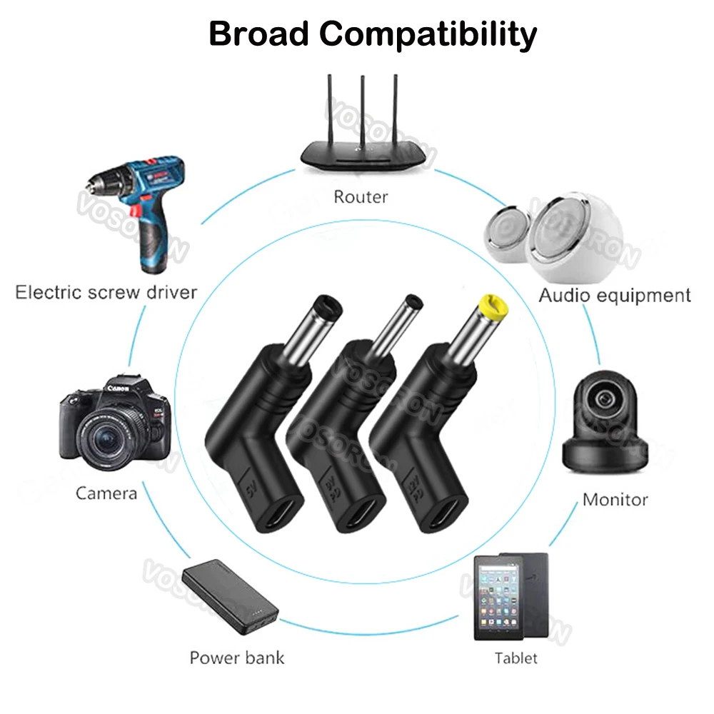 USB C PD to DC Power Connector Universal 5V 9V 12V Type C to DC Jack Plug Charging Adapter Converter for Router Tablet Mini Fan