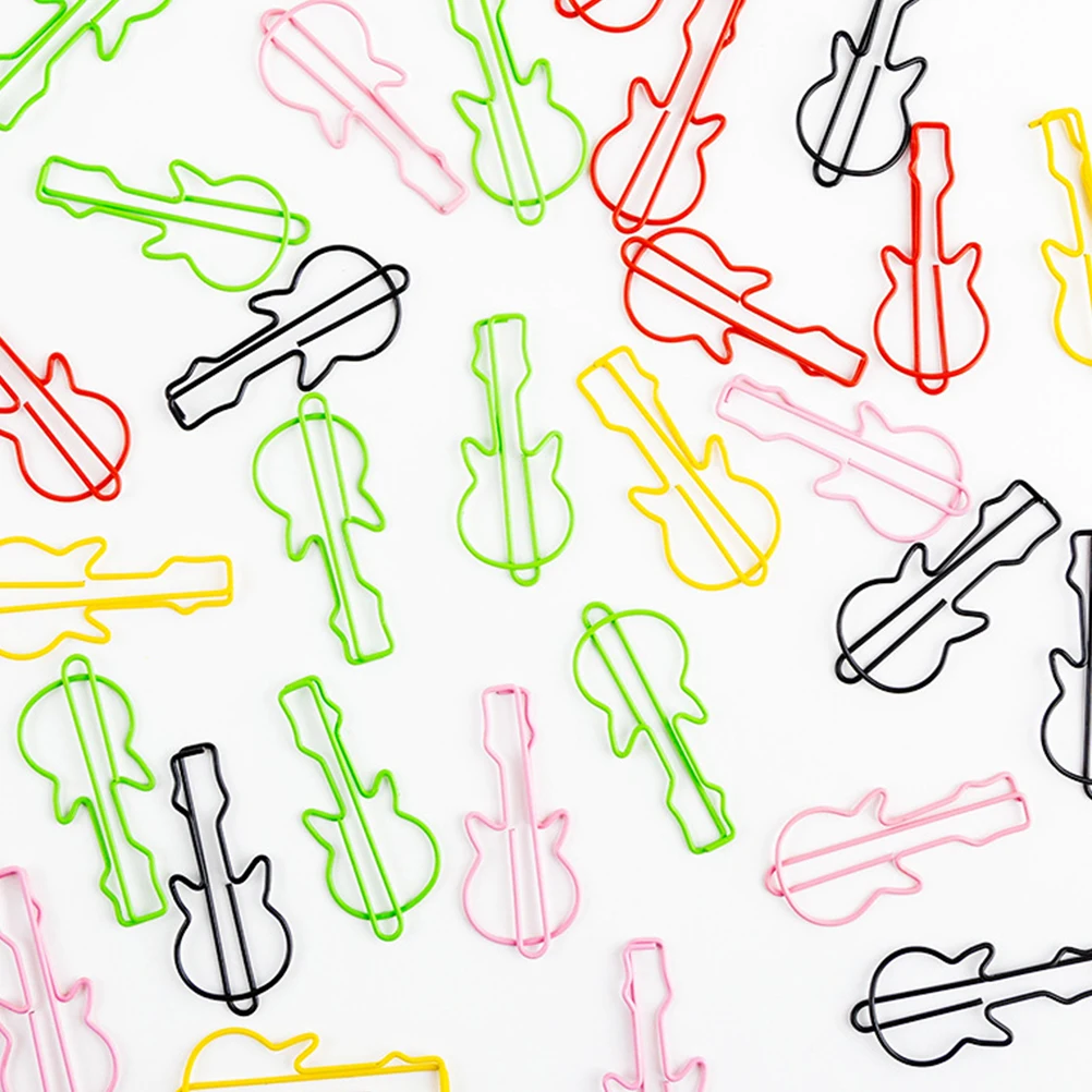 

50 Pcs Guitar Paper Clip Book Page Holder Paperclip Clips Metal Decorative Binder