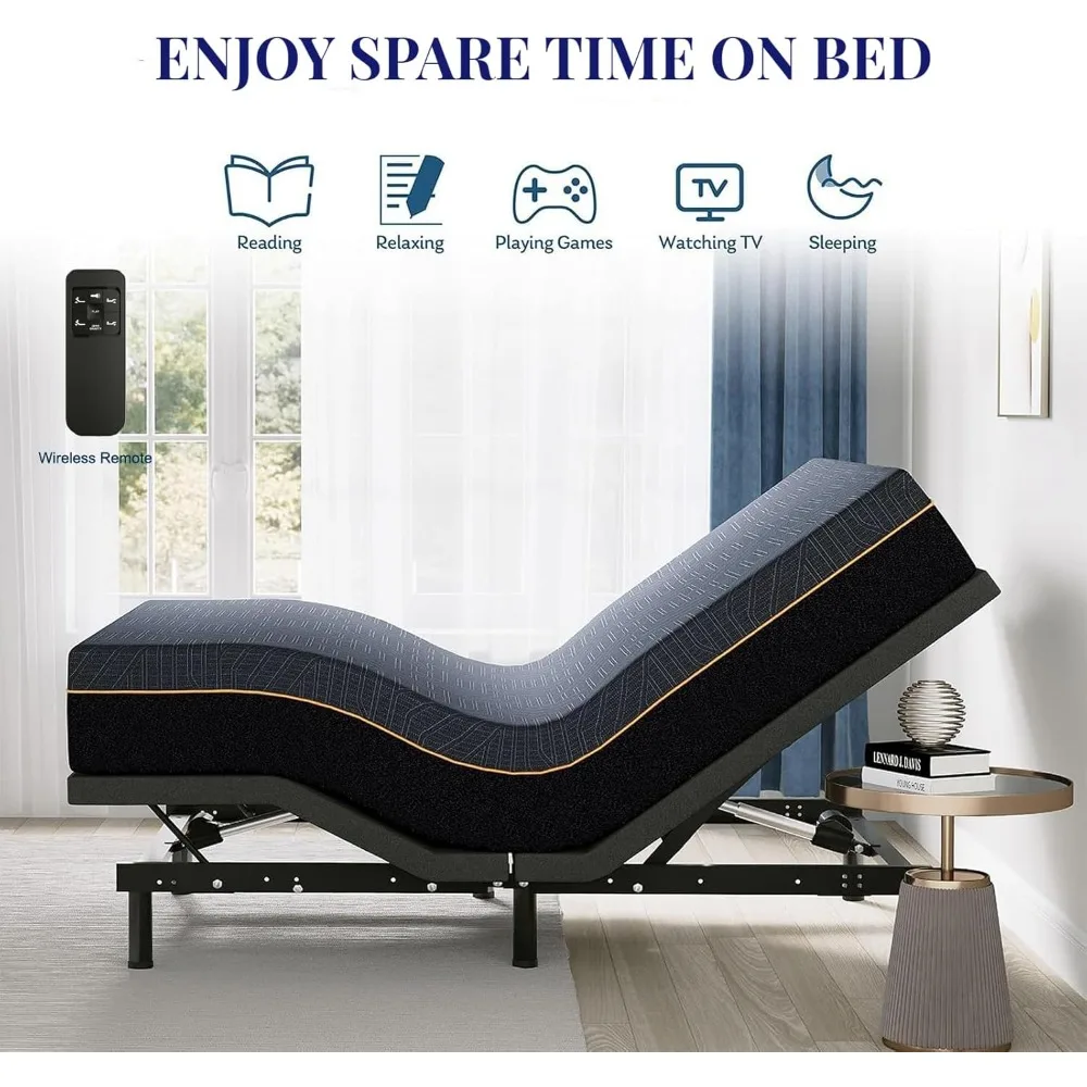 

EGOHOME Adjustable Bed Frame Queen for Pain Relief, Metal Folding Bed Base with Remote for Head and Foot Incline, Zero Gravity