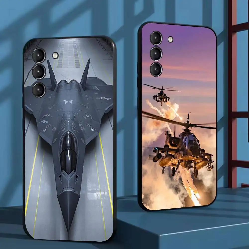 

Aircraft Helicopter Airplane Phone Case For Samsung Galaxy A73,91,80,72,51,53,52,71,22,5G,Note,J7,8,9 Soft Black Cover