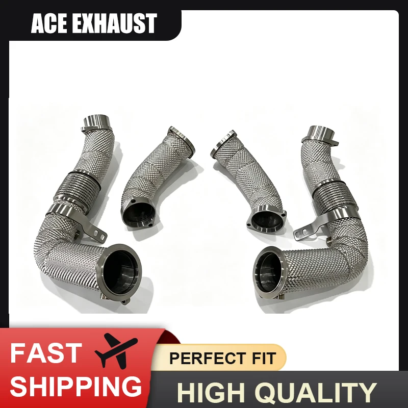 Downpipe mit Isolierung M5/M6 G90/G99 LCI 4.4 2024-2025 Gerader Freifluss SUS304 Edelstahl Hochleistungs-Auspuffrohr – Detail 3