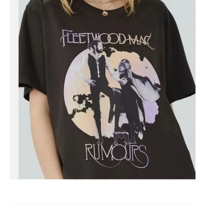 Fleetwood Mac Floral Pattern Classic Rock Band T-shirt Men's T-shirt Summer New Unisex Casual Fashion Cotton T-shirt
