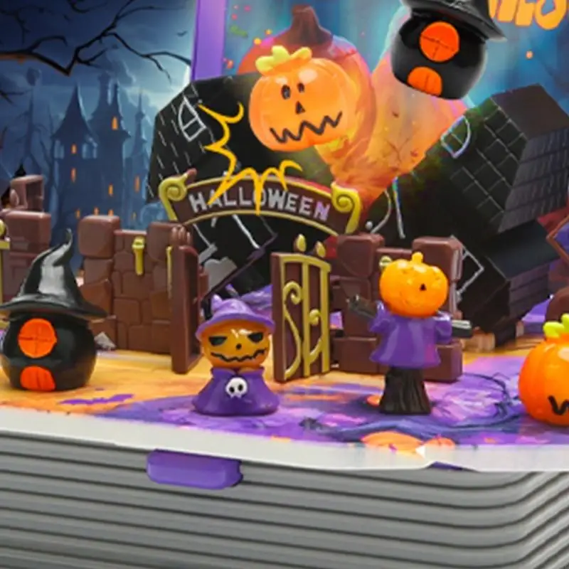 D7YD 스펙터 두개골 접이식 책 디스플레이 할로윈 크리스마스 장면 장식 종이 공예 데스크탑 선반 배열