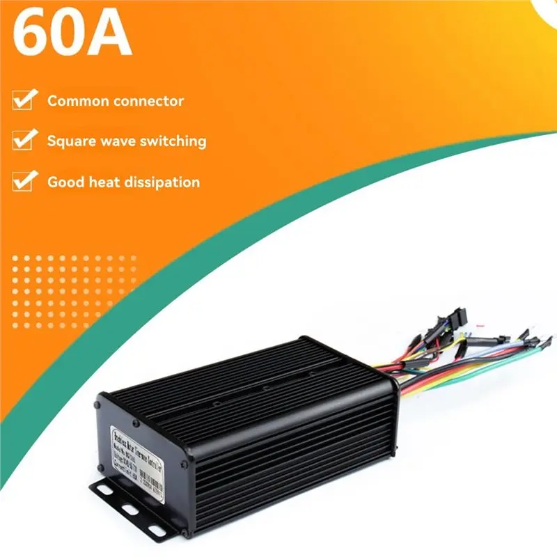 【RECOMENDAR】Bicycle Controller 48V 60V 72V 60A Three Mode Sine Wave Square Wave No Hall Effect Switching Controller E-Bike Contr