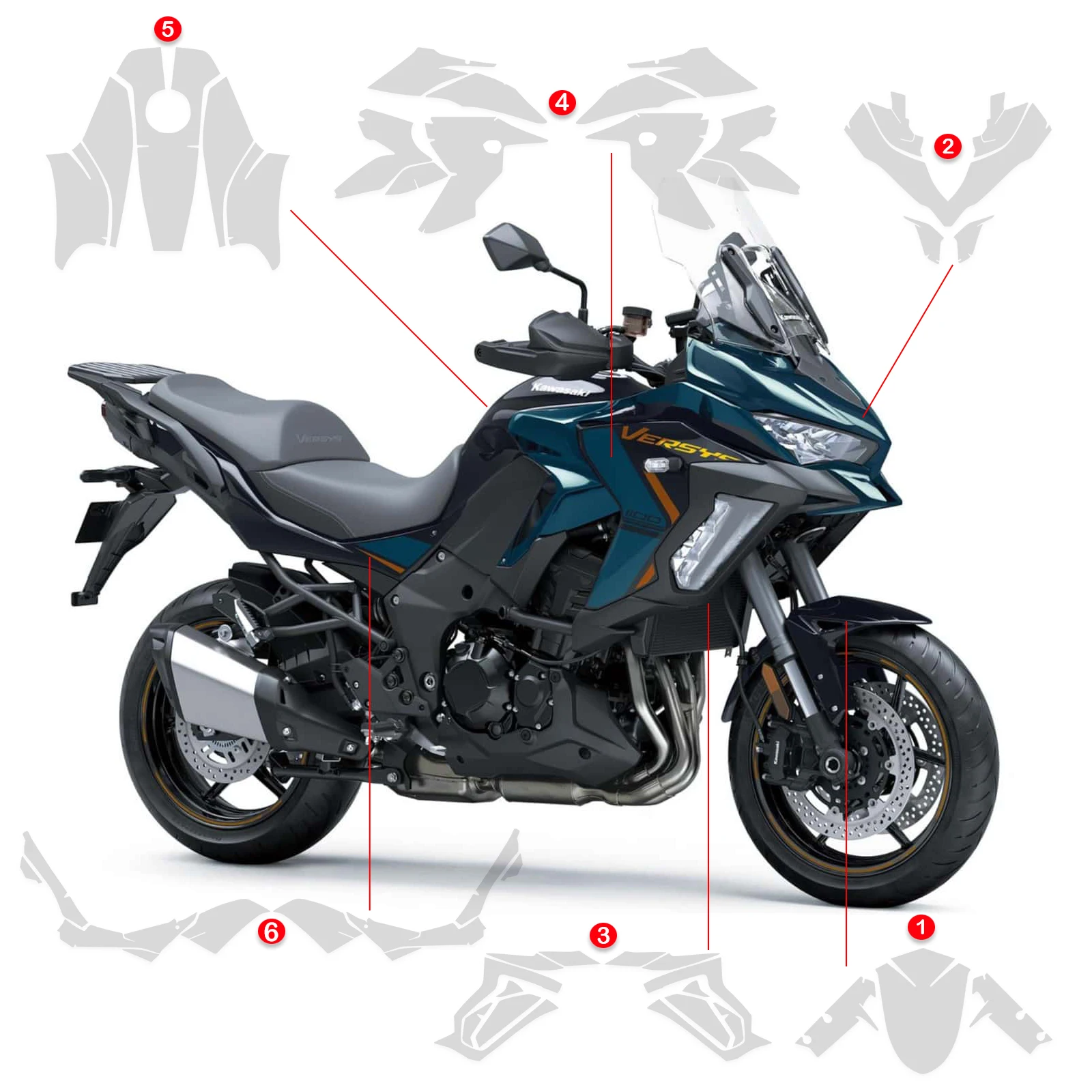 Versys 1000 PPF For Kawasaki Versys 1100 SE 2026 TPU Paint Protective Film Scratch-resistant GLOSSY Transparent Protection Film