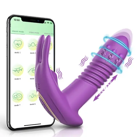 APP Bluetooth sokmak vibratör kadınlar için dönen teleskopik yapay penis uzaktan kumanda G Spot masaj klitoris stimülatörü seks oyuncak