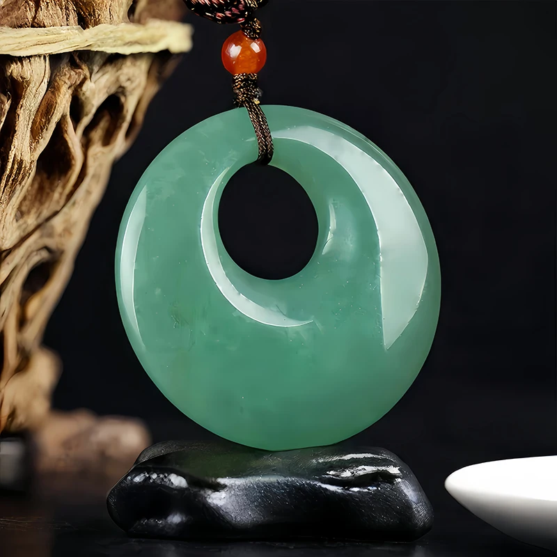 

Natural Dongling Jade Peace Buckle Pendant Jadeite Green Raw Stone Men's and Women's Necklaces Exquisite Fashion Jewelry Gifts