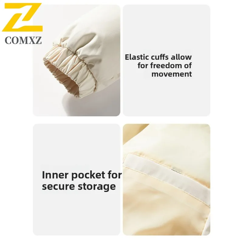 COMXZ Men Bread Jacket Solid Color Cold Proof Thick Korean Fashion Travel Snowy Padded Jacket Hiking Streetwear Winter Padding